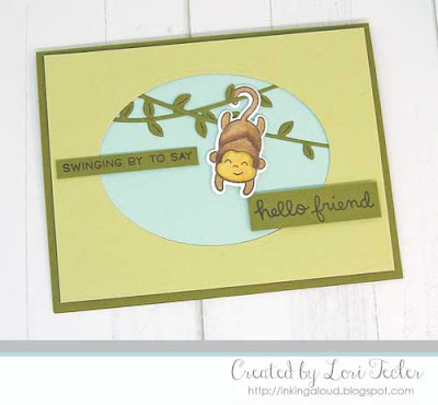 Swinging By to Say Hello Friend card-designed by Lori Tecler/Inking Aloud-stamps and dies from Lawn Fawn