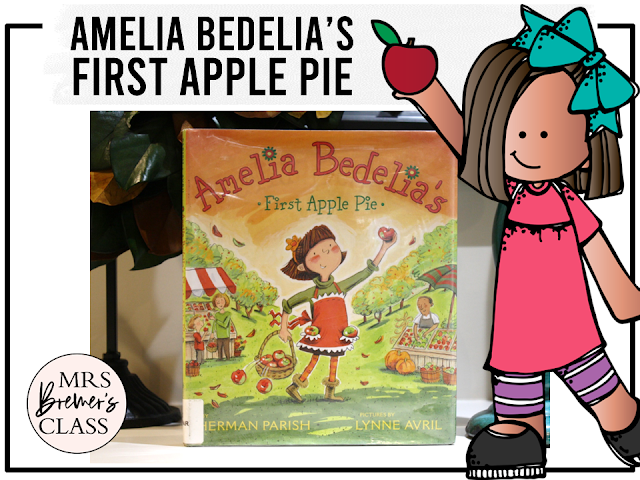 Amelia Bedelia's First Apple Pie book activities unit with reading companion worksheets, literacy printables, lesson ideas and a craft for fall in Kindergarten and First Grade