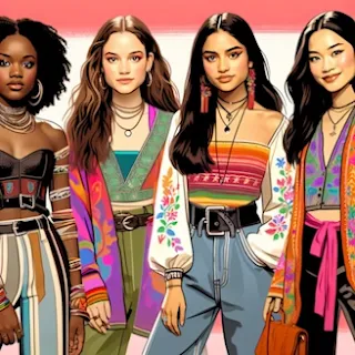 image générée par IA représentant un groupe de filles en vogue