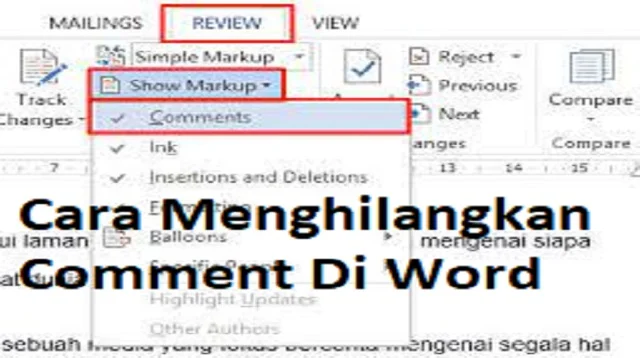 Cara Menghilangkan Comment Di Word