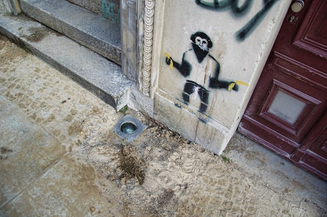 Baustelle Straßenbauarbeiten, Graffiti, Templiner Straße und Schwedter Straße, 10119 Berlin, 03.04.2014