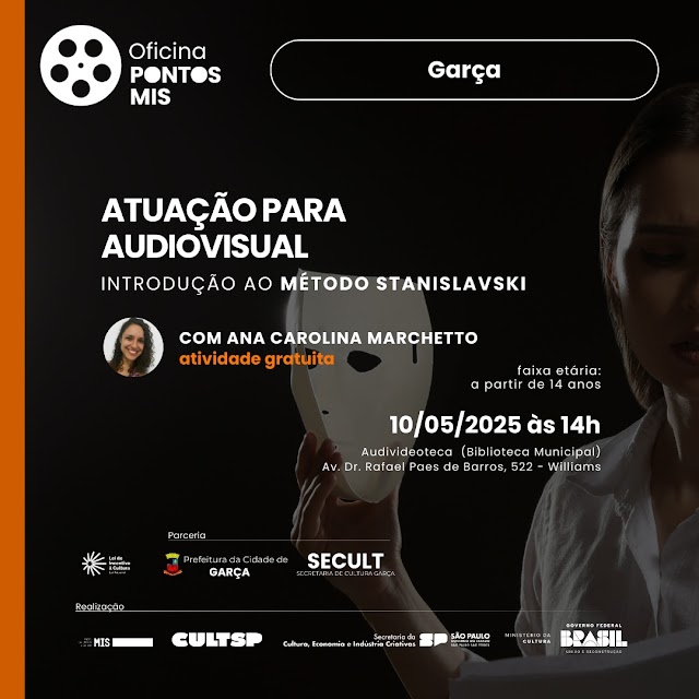 Oficina gratuita de Atuação para Audiovisual em Garça