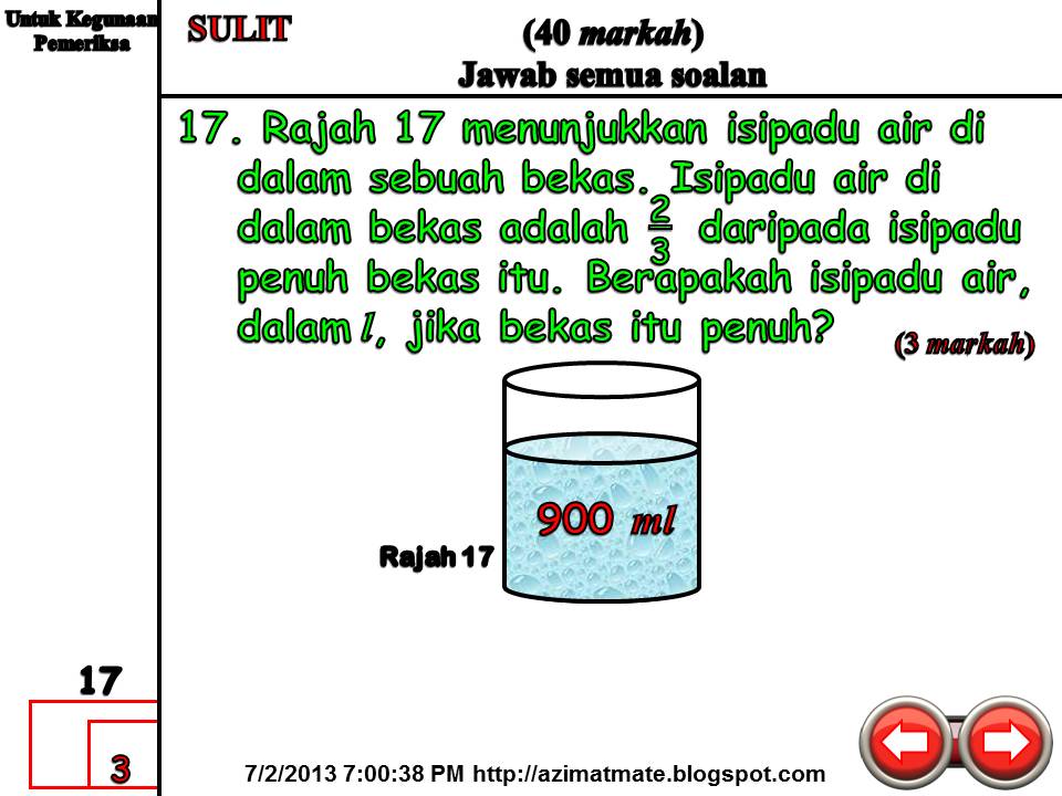 AZIMAT MATEMATIK: KERTAS 2 UPSR. SOALAN MUDAH TETAPI 