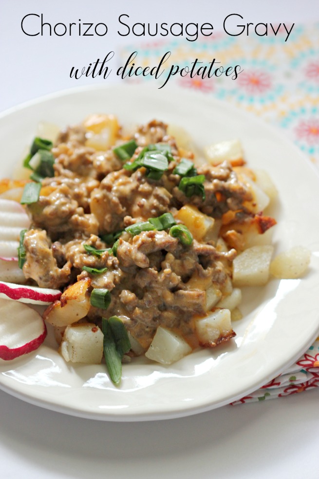 Chorizo Sausage Gravy over Diced Potatoes