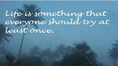 Life is something that everyone should try at least once.