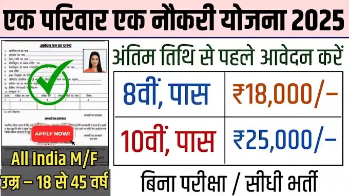 एक परिवार एक नौकरी योजना 2025: 50,000 परिवारों को मिलेगा सरकारी नौकरी: Ek Parivar Ek Naukri New vacancy 2025 Apply