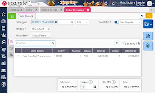 Cara Retur Penjualan untuk Jenis Barang Jasa di Accurate Online