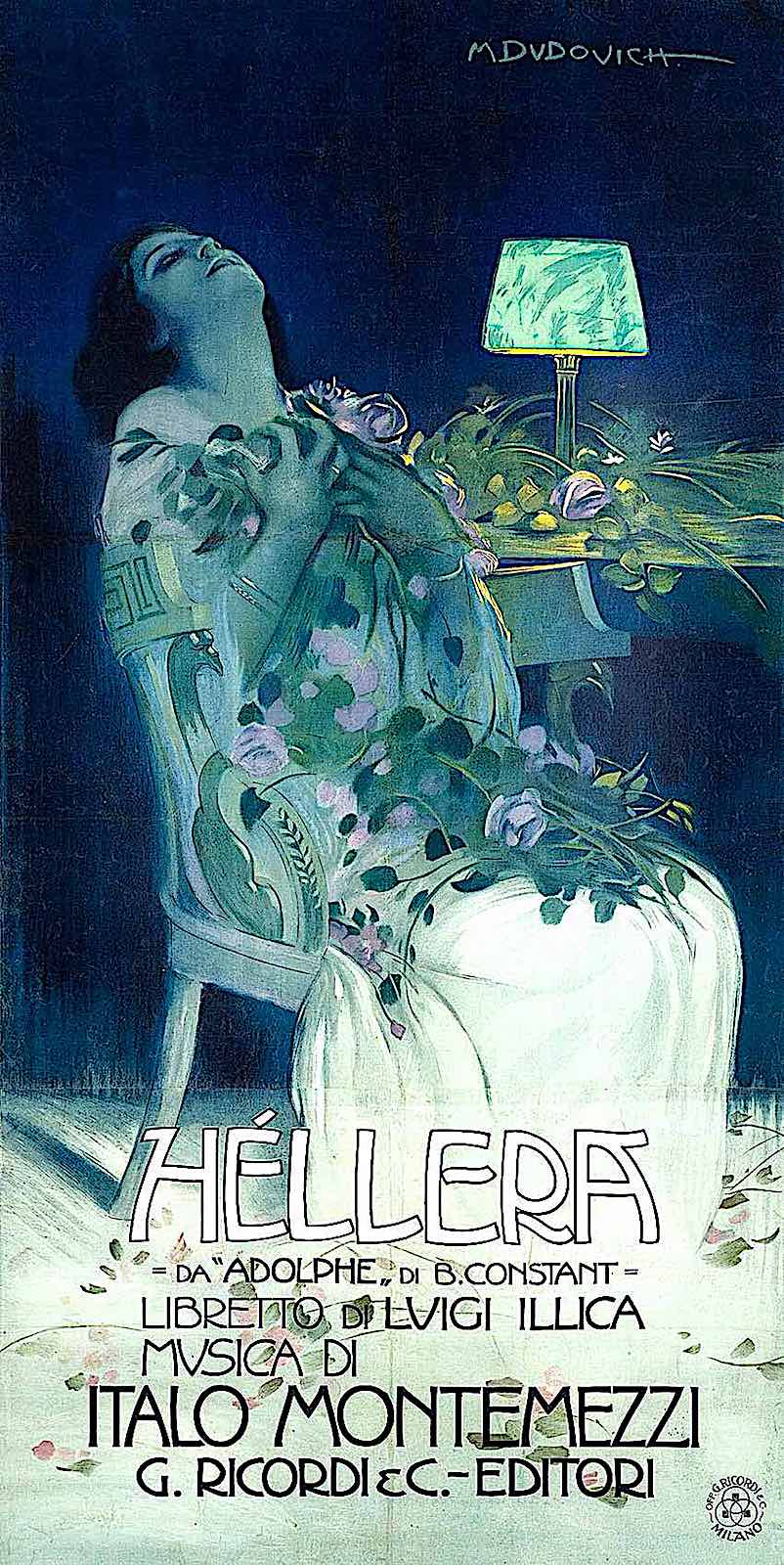 a Marcello Dudovich poster illustration for the Polish opera "Hellera"