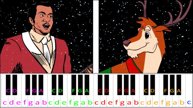 Run Rudolph Run Piano / Keyboard Easy Letter Notes for Beginners
