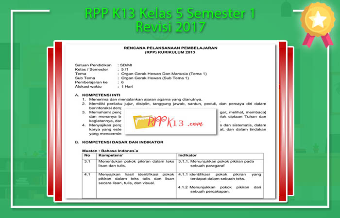 RPP K13 Kelas 5 Semester 1 Revisi 2017