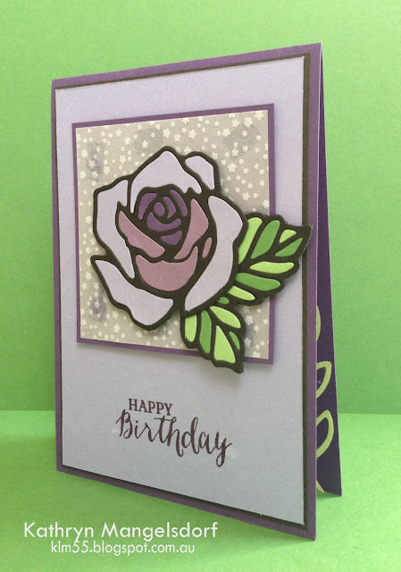 Stampin' Up! Rose Garden Thinlits, Rose Wonder, Stained Glass Technique, birthday card by Kathryn Mangelsdorf