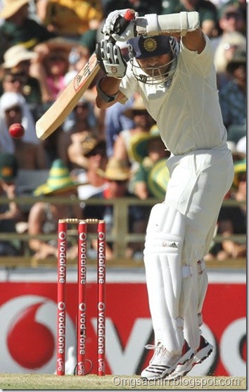Indian batsman Sachin Tendulkar cuts a ball on day 2 of the third cricket Test match against Australia in the Border-Gavaskar Trophy Series at the WACA ground in Perth on January 14,