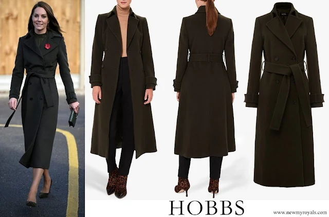 Princess of Wales wore Hobbs Lori Wool Cashmere Blend Belted Long Coat Olive