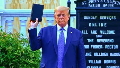 Trump holds the Bible but it's written in the same Bible that God shouldn't be mocked.