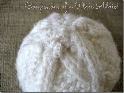 CONFESSIONS OF A PLATE ADDICT Wintery Centerpiece with Sweater Snowballs tutorial2