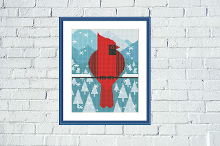 Mountain bullfinch animal cross stitch pattern