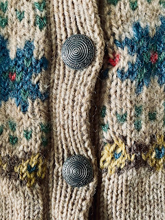 Gorgeous norwegian buttons on a cardigan