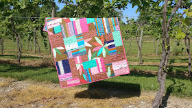 Boho Chic baby quilt with Anna Maria Horner fabrics and vintage lace