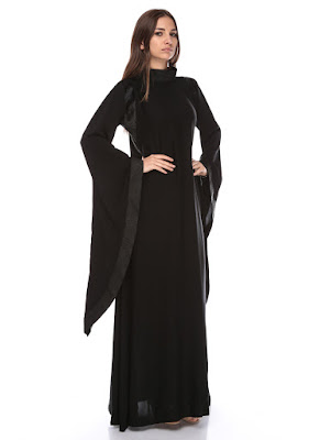 arab girl in black arabic kaftan dress