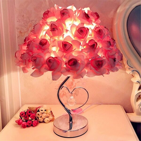 New Rose Flower Led Table Lamp European Style Wedding Party Bedroom Bedside Night Light Decoration Gift Holiday Lighting