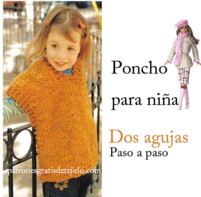  Poncho para niña en dos agujas