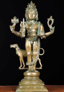 Shiva Bhairava Shiva in his fearsome aspect as the Destroyer. For his crime of Brahminicide Shiva was condemned to wander the earth thus as a human ascetic. Bronze, ninth century.