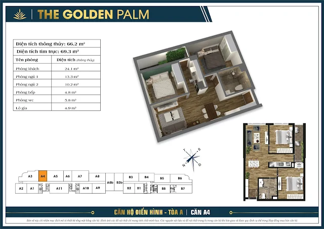 Căn A4 - 66m - The Golden Palm