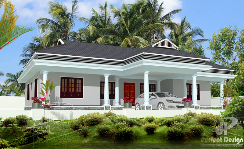 Simple and Beautiful Kerala  Style 3 Bedroom  House  in 1153 