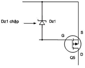 Hình 20 - Khi đi ốt Dz1 chập thì đo cực G-S của Mosfet cũng thấy chập 