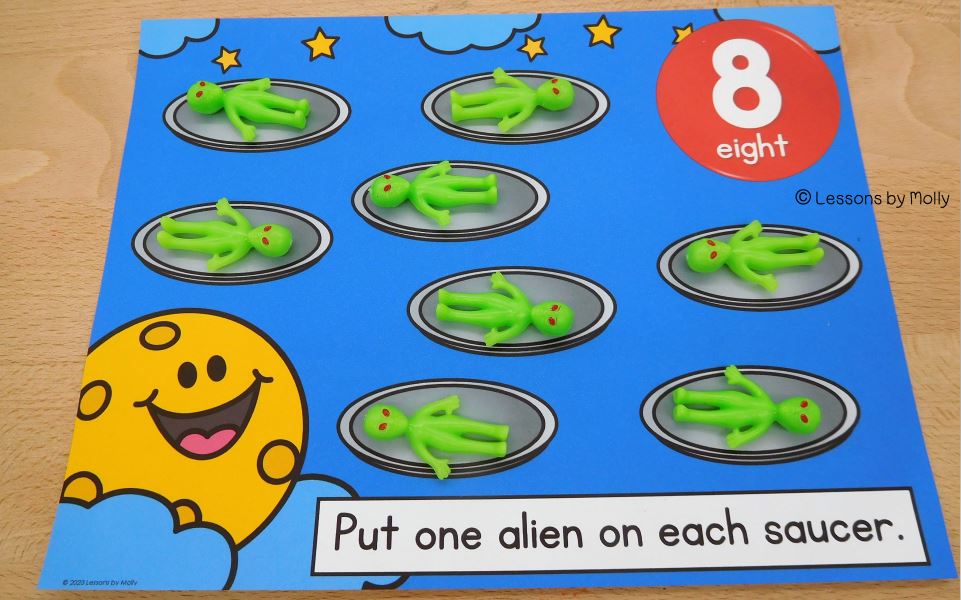 Alien Figurines on UFOs: Out-of-this-World One-to-One Correspondence Math Activity