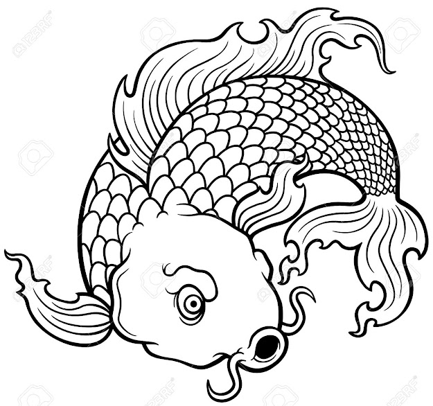 Coloring Book Tattoo  Vector Vector Illustration Of Koi Fish Coloring Book