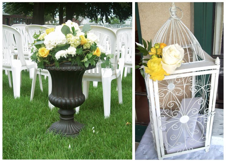 Michigan wedding flowers florst At the back of the aisle on either side 