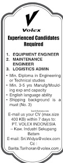 Lowongan Kerja PT. Volex Indonesia