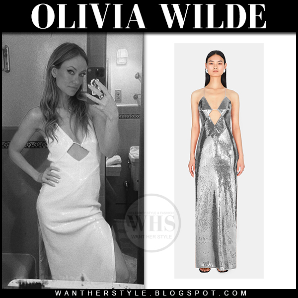 Olivia Wilde in cutout metallic sequined dress
