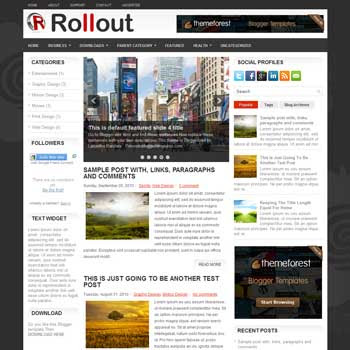 Rollout blog template. download 3 column blogger template style. magazine template blogspot.