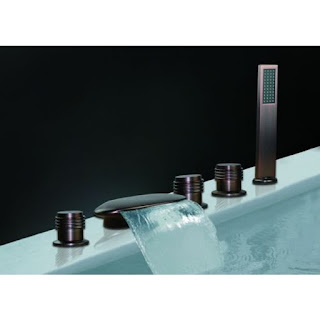  Toulouse Narrow Triple Handle Bathroom Waterfall Bathtub Faucet Oil Rubbed Bronze
