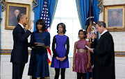 The Obama family (POTUS being sworn in)