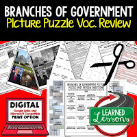 branches of government, Civics Test Prep, Civics Test Review, Civics Study Guide, Civics Interactive Notebook Inserts, Civics Picture Puzzles