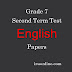 Grade-7-Second term test-English Question Papers and Answer Sheets   