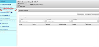 Atividades avaliativas no diário digital