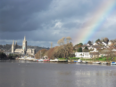 Rainbow over the river Truro in Cornwall