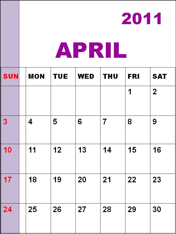 calendar april 2011 printable. printable monthly calendar april 2011. monthly calendar april 2011.