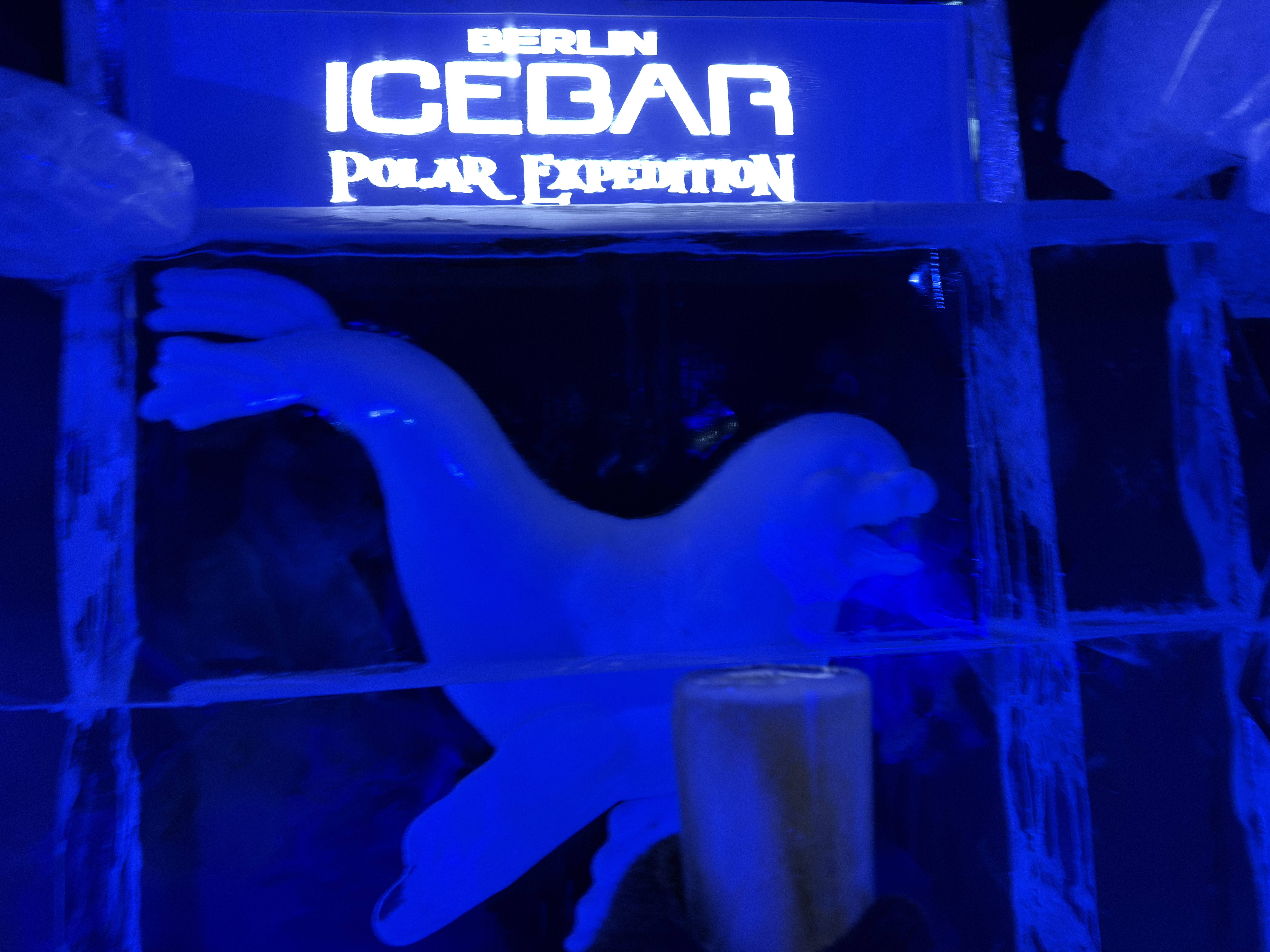 ice sculpture inside the ice bar in Berlin