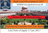 High Court Recruitment 2017 For Stenographer Posts