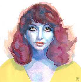 kate bush portret portrait watercolor akwarela kolaż collage urbaniak katarzyna