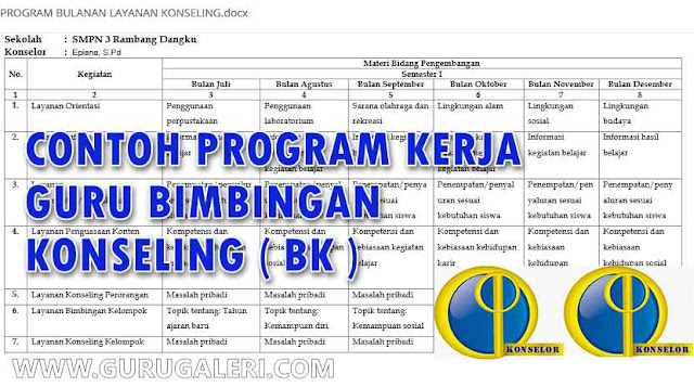 Contoh Program Kerja Guru Bimbingan Konseling ( BK )