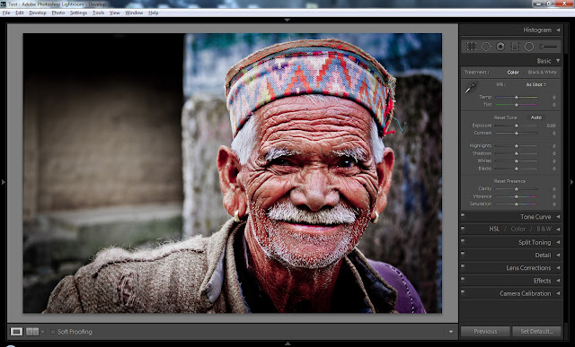 Adobe launched 'Adobe Photoshop Lightroom 5.0 Beta' on 15th April 2013 and it's freely available for everyone at - http://labs.adobe.com/technologies/lightroom5/ . After installation on Windows7 machine, I noticed Radial Filter on top part of Develop Module in 5th version of Lightroom. Let's check out what exactly this tool does and how it makes difference to photographs.After opening above photograph in Lightroom 5.0, select Radial Filter tool on right side of gradient tool. Now select face with Radial filter and give appropriate shape to the selection. Around this circle, there are some white dots which help in resizing this selection. On the right, there are different sliders through which we can control exposure, contrast etc. Whatever we change, that only impacts outside the selected region. Just have a look at image below and you will get a sense. In this photograph blacks have been enhanced along with reducing clarity. I just spent 3-4 minutes on this photograph and this feature can be quite interesting.But I wish that we could have option to select multiple areas in a photograph.  