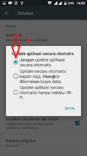 pengaturan cara non aktifkan update otomatis