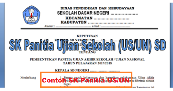 Sk Panitia Ujian Sekolah Sd 2017 2021 2022 2023 - Contoh ...