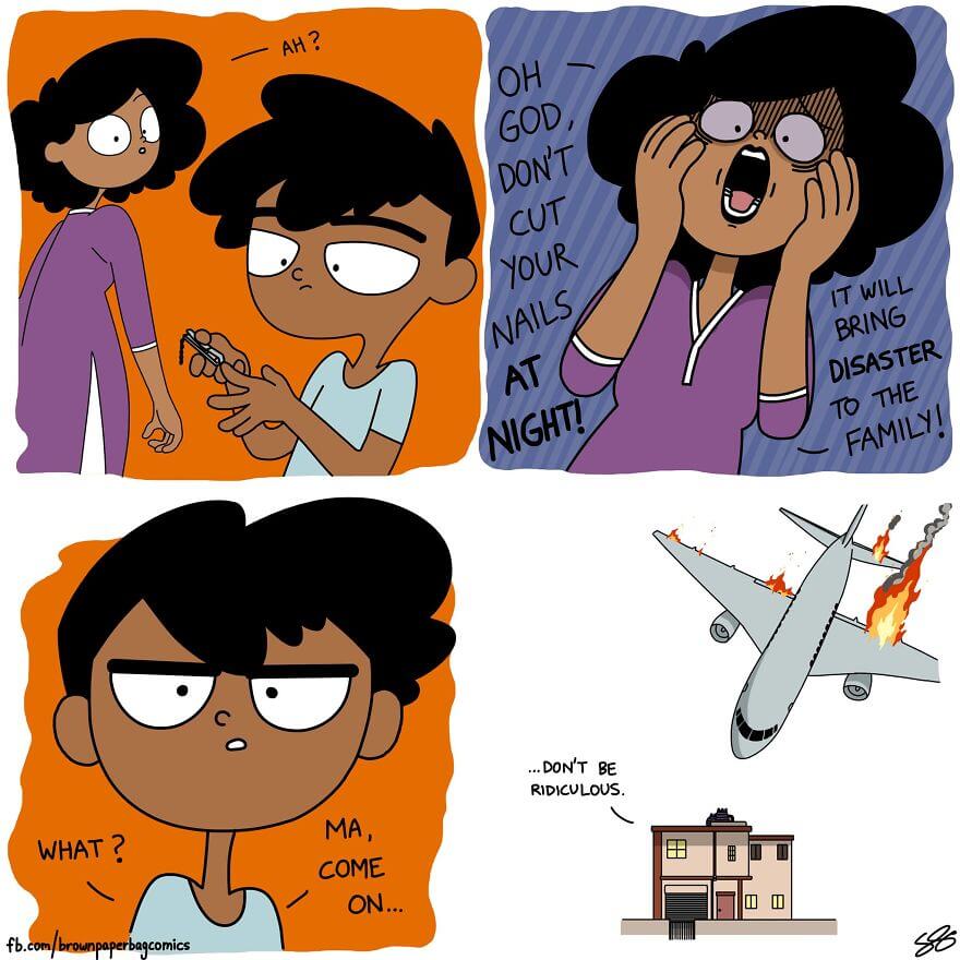 Indian Artist Illustrates Funny Aspects Of Living In An Indian Family